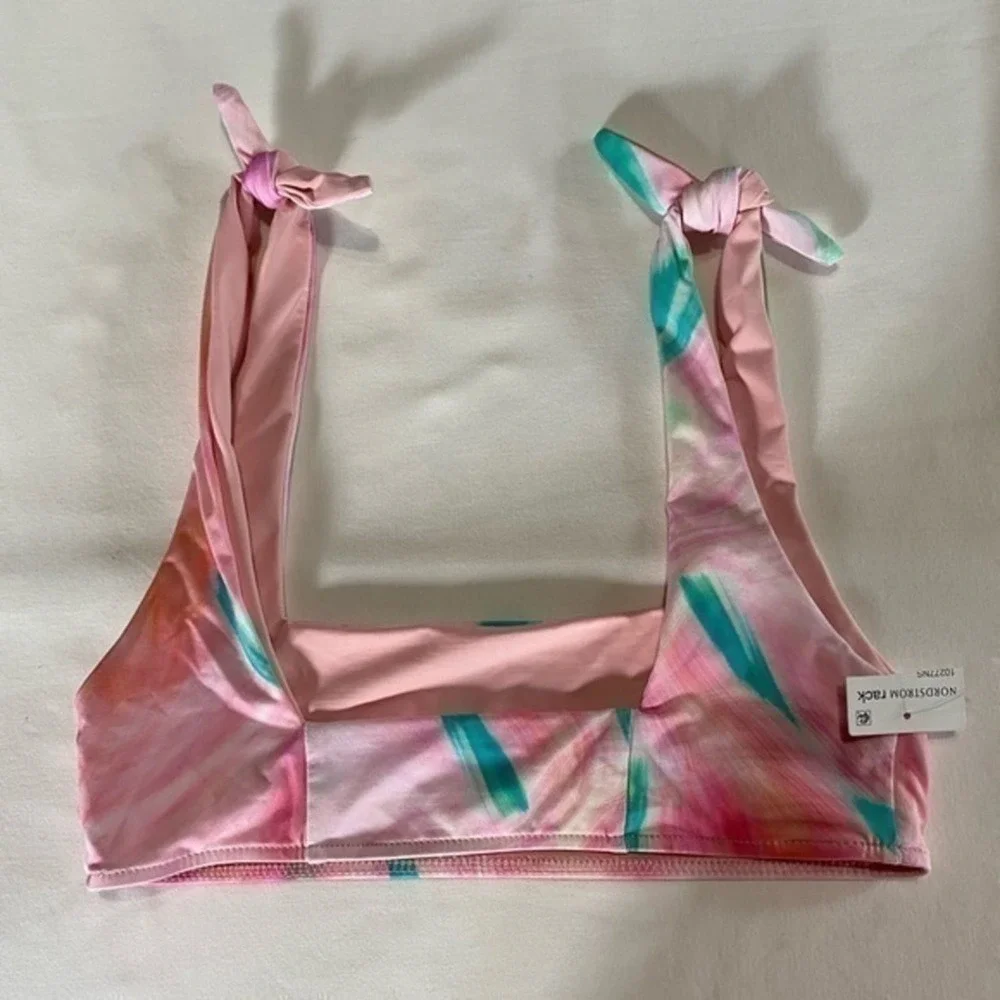 Frankie’s Bikinis Rare Kendall Trippy‎ Multicolor Tie Shoulder Bikini Swim Top S